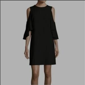 Alice + Olivia Coley Black Cold Shoulder Mini Shift Dress Size 2 Whimsigoth